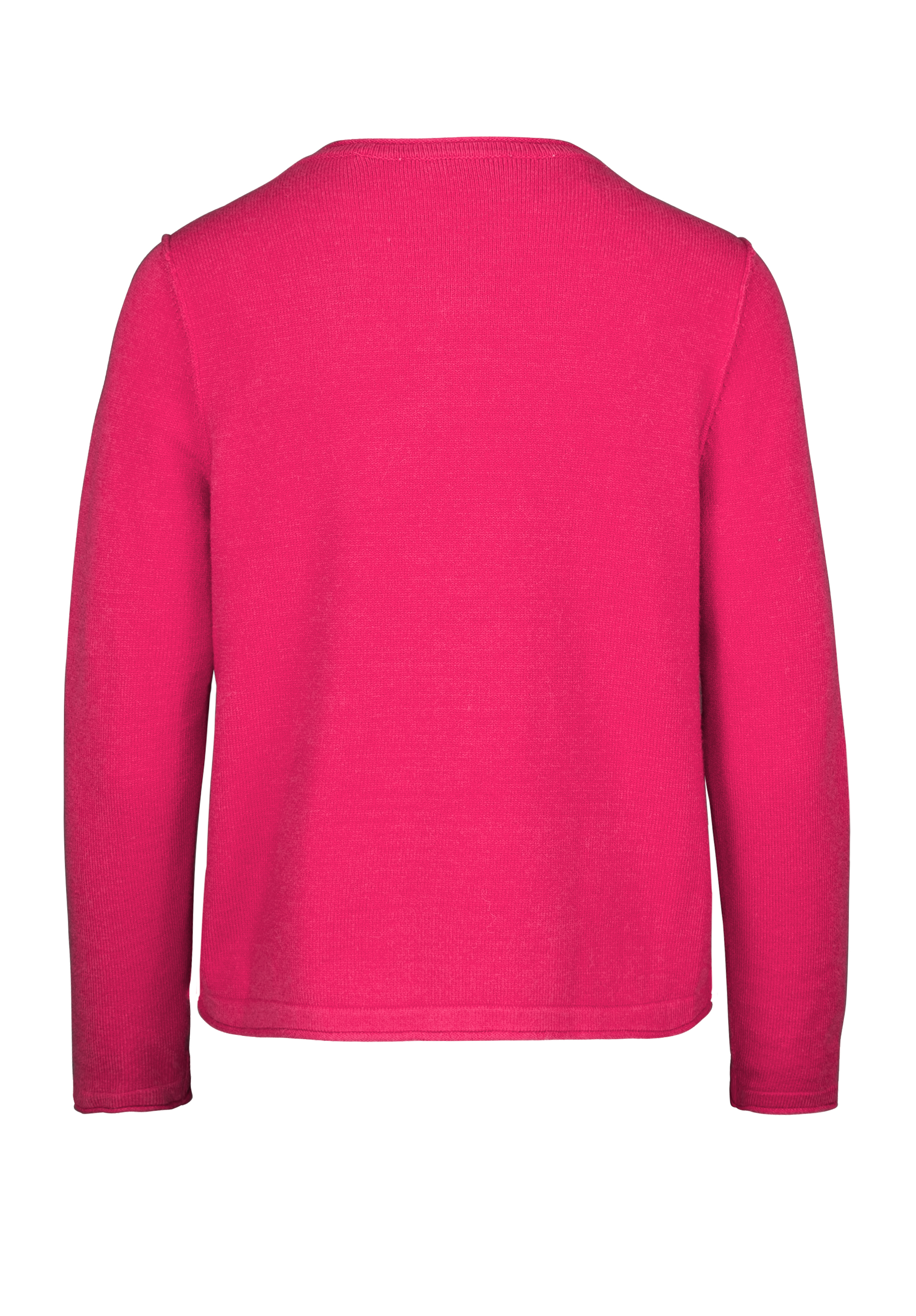 Ein hellrosa, langärmeliger Pullover, der von hinten vor einem weißen Hintergrund gezeigt wird. Der Pullover hat ein einfaches Design ohne sichtbare Muster oder Verzierungen.