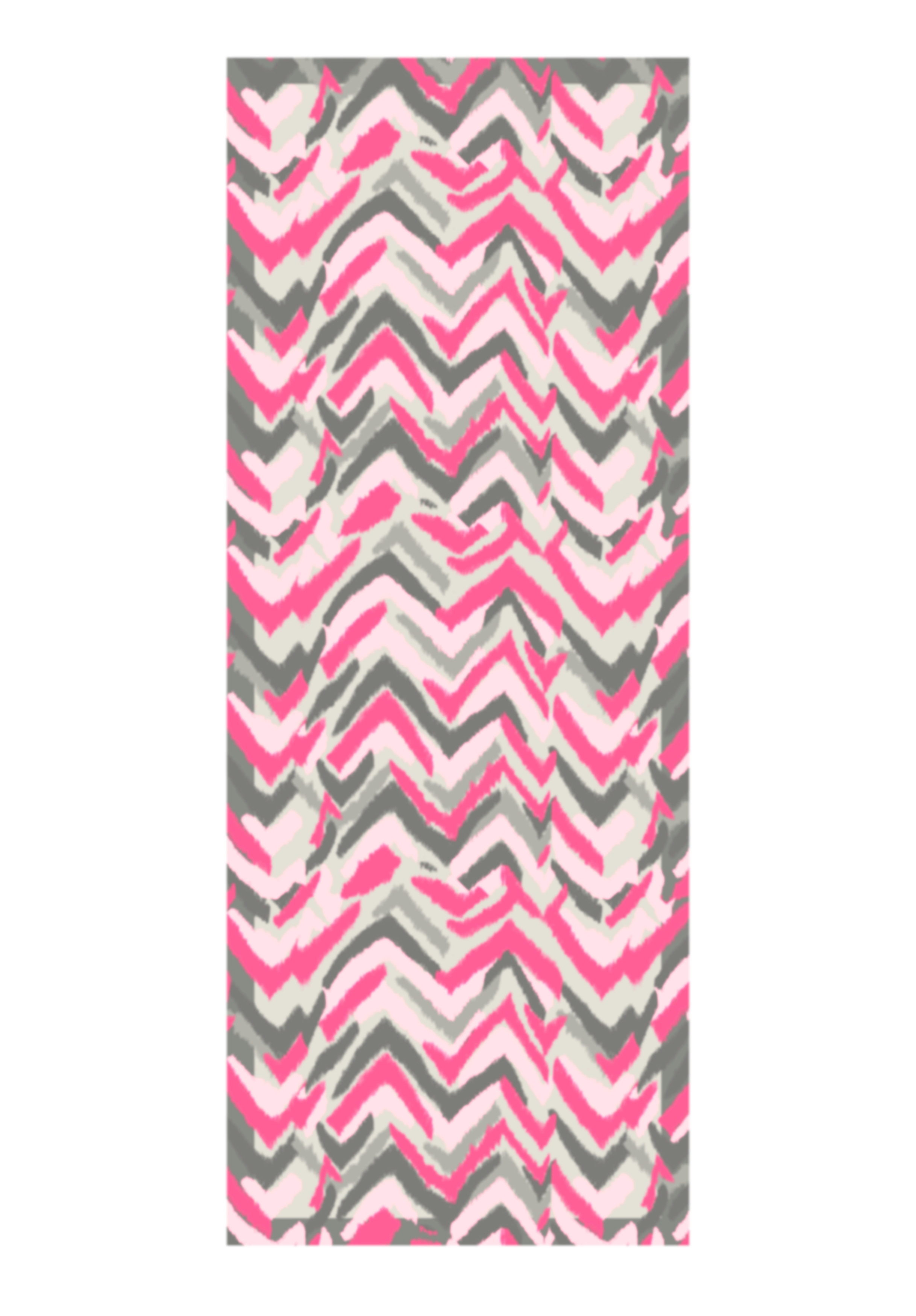 Ein rechteckiges Muster mit zickzackförmigen Linien in Rosa-, Grau- und Weißtönen schafft ein lebendiges und abstraktes Design.